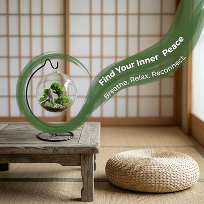 DIY Glass Globe Terrarium-Style Decor Kit, 11-Piece Mini Micro Landscape Ornament Set for Desk, Home & Office - Thoughtful Indoor Gift for Home & Office Decor