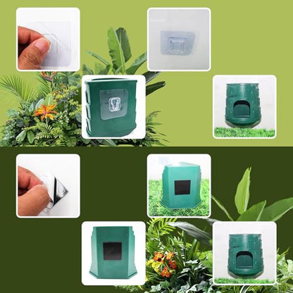 Reptile Tank Accessories, 2-in-1 Plastic Reptile Hide with Bowl on The Top, Habitat Hideout for Gecko, Snake, Chameleon and Other Small Arboreal Reptiles