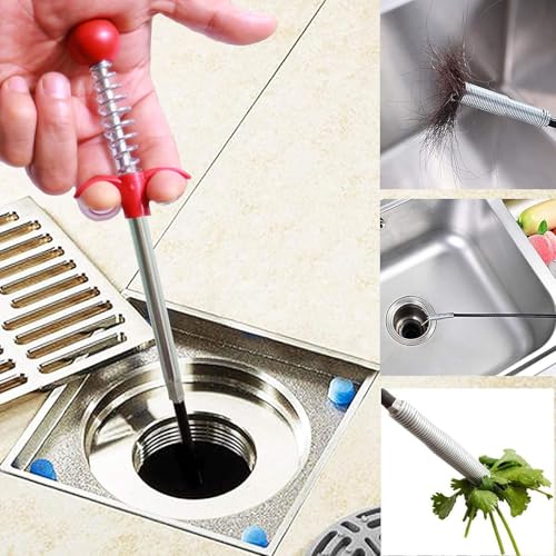 Upgraded Drain Snake, 61 inch plumbing snake，Sink Snake Drain Clog Remover for Sewer Kitchen Bathroom - style: 61IN