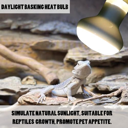 Reptile Heat Lamp Bulb 100 Watt, Day Time & Night Basking Spot Light Combo Pack, Amphibians Infrared Red Heat Light Bulb and Daylight Heating Lamp for Bearded Dragon, Leopard Gecko, Chicken, 4 Pack