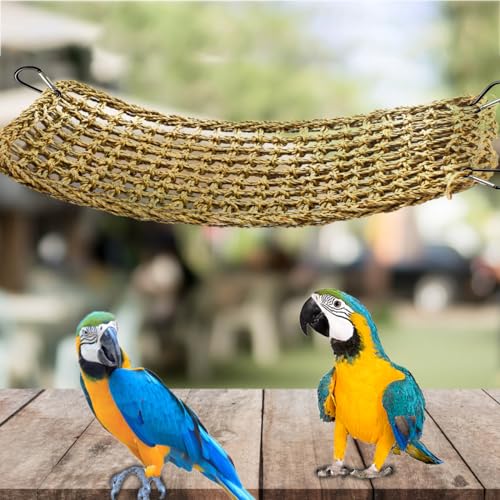 19.7 x 7.87 Bird Seagrass Mat Natural Seagrass Woven Net Rat Cage Accessories Bird Foraging Chew Wall Toys Climbing Rope Ladder Chew Toys for Parrots Cockatoos Lovebird Cockatiel Hamster Parakeet