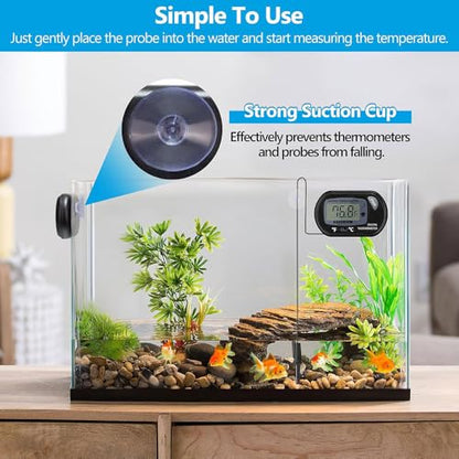 DaToo Aquarium Thermometer with Large LCD Display Fahrenheit/Celsius(℉/℃) Fish Tank Thermometer for Aquarium Reptile Terrarium Digital Water Thermometer with Suction Cup(4 Pack) - size: 4 Pack