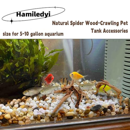 Hamiledyi 6PCS Aquarium Driftwood 6-8in Natural Spider Wood Branches Reptiles Aquarium Fish Tank Decoration Assorted - size: Spiderwood (6-8in 6PCS)