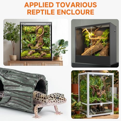 Magnetic Crested Gecko Hide - Resin Hollow Log Cave, Reptile Hide Cave, Reptile & Amphibian Habitat Hideouts, Climbing Toy Reptiles Tank Accessories Terrarium Decor