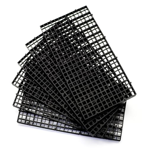 Aquarium Fish Tank Divider Plastic Egg Crate Filter Bottom Tray, S | 6pcs, Black, Plastic Grid - size: S 6pcs Black
