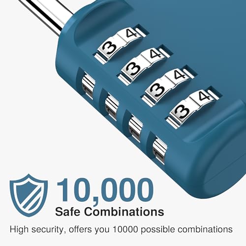 Puroma 1 Combination Lock Locker 4 Digits Combo Padlock Gym Peacock Blue | For School Gate Fence Toolbox Hasp Storage, Outdoor, Resettable, Weatherproof, Side Window, Crack Cut Resist, Hardened Steel - color: Peacock Blue