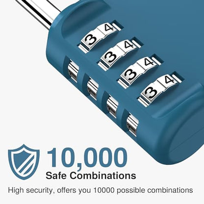 Puroma 1 Combination Lock Locker 4 Digits Combo Padlock Gym Peacock Blue | For School Gate Fence Toolbox Hasp Storage, Outdoor, Resettable, Weatherproof, Side Window, Crack Cut Resist, Hardened Steel - color: Peacock Blue