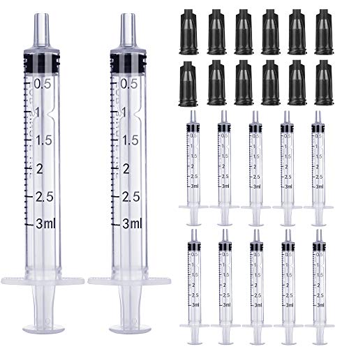 3ml Syringe Without Needle - 3 ml Small Plastic Syringes Sterile Individually Packed with Cap for Lab Medicine Student Measuring Liquid and Pet Dog Cat Baby Feeding Oral Colostrum ( 12 Pack 3cc /ml )