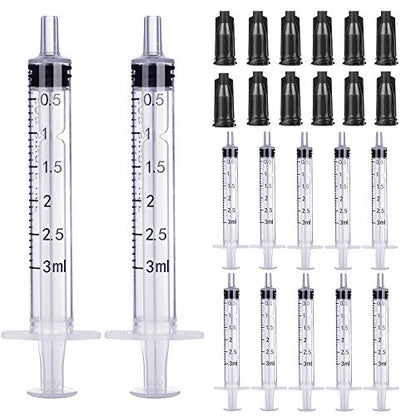 3ml Syringe Without Needle - 3 ml Small Plastic Syringes Sterile Individually Packed with Cap for Lab Medicine Student Measuring Liquid and Pet Dog Cat Baby Feeding Oral Colostrum ( 12 Pack 3cc /ml )