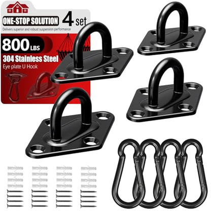 304 Stainless Steel Pad Eye Snap Hook, M6 Ceiling Hook 800Lb,8Pcs | Hanging Kit with Screws for Hammock Chair Swing, Yoga Gym Equipment, Sun Shade Sail, Plant Hangers & Marine Boat Hardware - size: 2.3 inch, style: Black Rhombus
