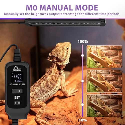 9W LED UVB Reptile Light Bar, with Dimming Controller for Geckos | 10 Inch UVB light bar features dimming controller and 7,000 hrs lifespan, perfect for Bearded Dragon, Lizards, Snakes - size: 10 INCH