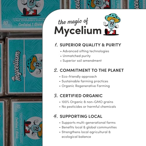 Mycelium Coco Coir Brick Mushroom Growing Kit I Expandable Organic Coconut Fiber Substrate I Indoor Mushroom Cultivation for Starter & Pro Home Growers I OMRI Certified & Non-GMO, 10lbs - style: Mushroom Cultivation
