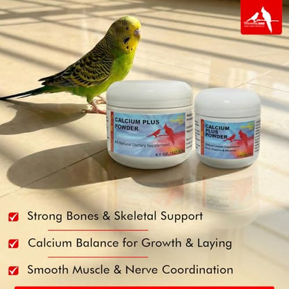 Calcium Plus Powder for Birds 4.5 oz – Calcium Supplement with Essential Vitamins & Minerals – Supports Bone Health, Muscle Function & Digestive Balance – Easy-to-Mix Calcium Formula | Calcium Supplement - Supports Healthy Growth, Bone Strength, Breeding,