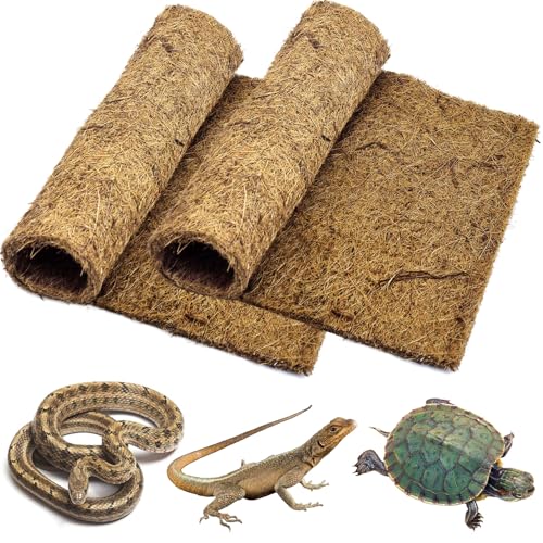 PIVBY 2 PCS Reptile Carpet, Natural Coco Coir Mat (15.74" x 11.81"), Coconut Fiber Substrate Pet Terrarium Liner for Bearded Dragon Tortoise Habitat Lizards Turtles Snakes Iguana Hermit Crab - size: S: 15.74" x 11.81"