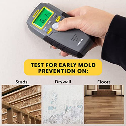 General Tools MMD4E Digital Moisture Meter, Grays & Etekcity Infrared Thermometer 1080, Heat Temperature Temp Gun for Cooking, Laser IR Surface Tool, Yellow