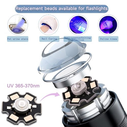 365nm UV LED Chip Bulb,5PCS Purple High Power COB Light Beads with Aluminum Plate 20mm Star PCB Base Heat Sink,for Repairing Lamps, DIY Lighting (700mA,3.2-3.6V,140deg,365-370nm) - color: Uv