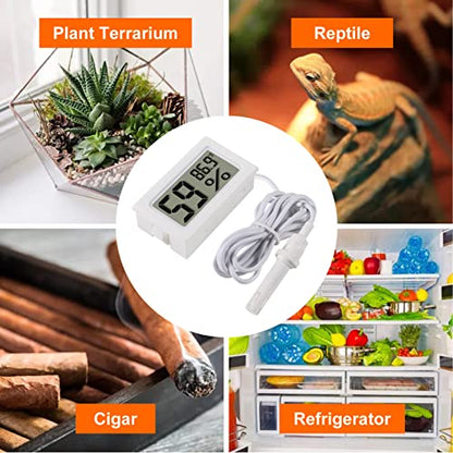 2-Pack Mini Digital Hygrometer Thermometer Gauge with Probe LCD Display Temperature Fahrenheit Humidity Meter for Incubator, Reptile Plant Terrarium, Humidor, Guitar Case, Greenhouse - color: 2PCS White