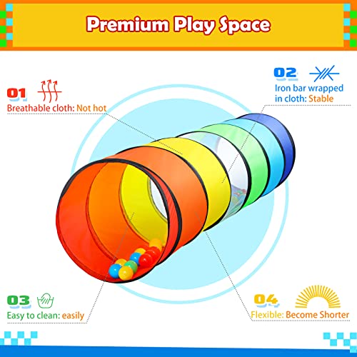 PigPigPen Kids Tunnel for Toddlers,Pop Up Play Tunnel Tent for Babies or Dogs, Indoor & Outdoor Toys for Kids Backyard Playset (Rainbow Play Tent) - style: Rainbow play tent