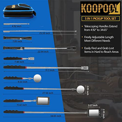 Telescoping Magnetic Pickup Tool Set, Inspection Mirror Telescoping, LED Flashlight, Cool Gadgets for Men, Father’s Day Gift, Gifts for Dad, Husband, Kids, Boyfriend, Magnet Stick (Blue) - color: Blue