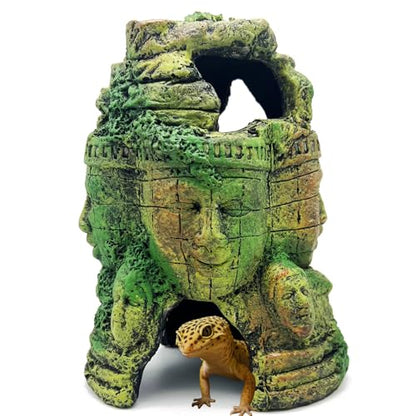 Bearded Dragon Reptile Hide Caves Khmer Buddha Ruins Décor Lizard Leopard Gecko Hideout Terrarium Tank Snake Amphibian Personalized Cambodia Decoration - style: KHMER BUDDHA RUIN