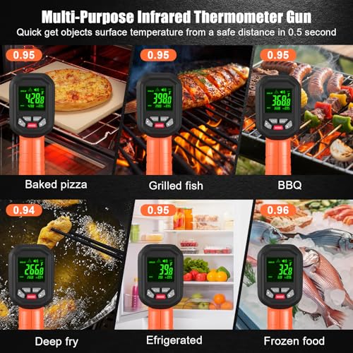 -58°F ~3272°F FKM Infrared Thermometer High Temperature Gun 50:1 Ratio | Digital IR Temp Gun,High Precision-Laser Thermometer Gun for Cooking,Kilns,Forges,Engine,HVAC,Industrial and Home Repair - color: Orange