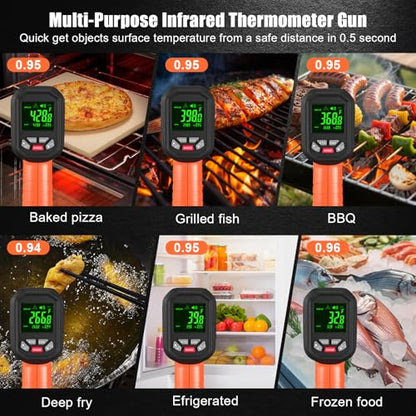 -58°F ~3272°F FKM Infrared Thermometer High Temperature Gun 50:1 Ratio | Digital IR Temp Gun,High Precision-Laser Thermometer Gun for Cooking,Kilns,Forges,Engine,HVAC,Industrial and Home Repair - color: Orange