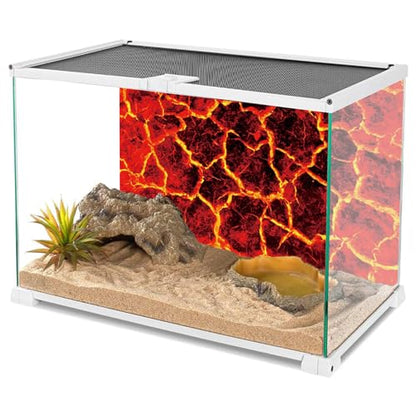 YongFoto Reptile Terrarium Background 72x16 inch Reptile Tank Background Heat Red Cracked Volcanic Eruption Lava Burning Ground Background Bearded Dragon Habitat Fish Tank Aquarium Background Backdrop - size: 72x16in/180x40cm