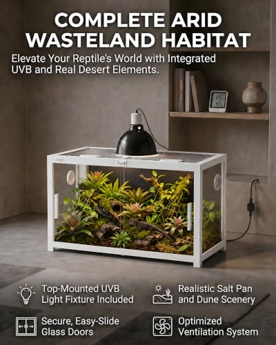 48 Gallon Reptile Tank, Leopard Gecko Reptile Enclosure Front Sliding Door | Stackable ventilation reptile terrariums Tank anti-escape locks and no-fingerprint handles humidification atomization - color: White, size: 48 Gallon