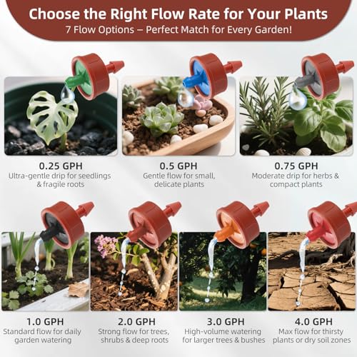 30PCS 0.25 GPH Pressure Compensating Drip Irrigation Spot Watering Drippers/Emitters, Self-Cleaning Constant Flow Drip Irrigation Emitters Heads Irrigation Drippers Parts for Drip Irrigation System - color: 30PCS, size: 0.25 GPH