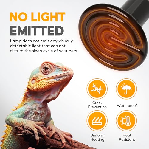 HealSmart 150W Reptile Heat Lamp Ceramic Heat Emitter, No Light Emitting Heat Bulbs, Suitable for Snake/Lizard/Spider, Plant Growth and Incubating Chicken, 2-Pack - size: 150 Watts, style: D-105mm (4.13")