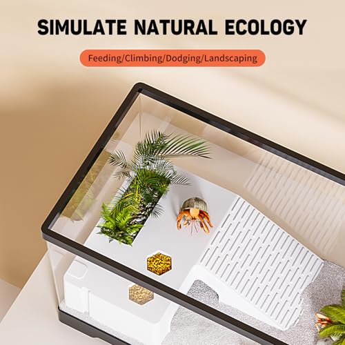 Aquatic Turtle Fish Tank 24" x 10" x 11", 11 Gallon Reptile Terrarium with Basking Platform & Bottom Drainage, PC Material Habitat Enclosure for Juvenile Turtle, Crayfish, Crab, Amphibian