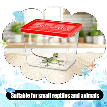 30 Pack 12 oz Plastic Fish Bowls with Lids Plastic Reptile Terrariums Carrier Cage Hatching Container Rectangle Gold Fish Bowls Transparent Turtle Aquarium for Adults Centerpieces Party Decoration
