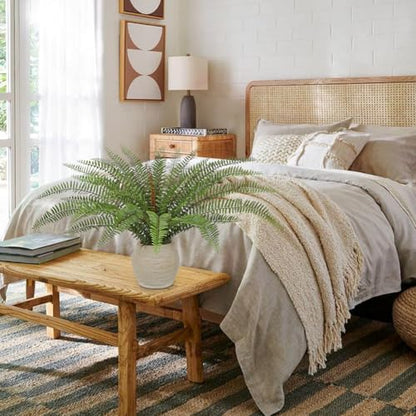 Briful Fake Boston Fern Plant in Rustic Terracotta Pot, 15.7" Small Artificial Potted Fern with Decorative Pebbles Faux Greenery Plant for Bathroom Shelf Kitchen Counter Office Desk Table Decor