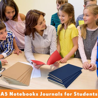 100 Pcs Journals Notebooks Bulk - Kraft Softcover A5 Small Notebooks 5.5 Inch x 8.3 Inch Notepads with 60 Page 30 Sheet for Writing Sketch Travel Office Supplies(Black, Brown, Red, Navy,Lined) - color: Black, Brown, Red, Navy, style: Lined