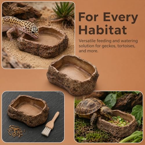VelTherm Escape-Proof Reptile Bowl, Small Worm Dish with Smooth Vertical Inner Wall for Mealworms, Weighted Anti-Tip Food and Water Dish for Leopard Geckos, Small Lizards