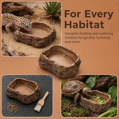 VelTherm Escape-Proof Reptile Bowl, Small Worm Dish with Smooth Vertical Inner Wall for Mealworms, Weighted Anti-Tip Food and Water Dish for Leopard Geckos, Small Lizards