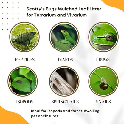 SCOTTY'S BUGS Mulched Leaf Litter for Reptiles, Isopods Live & Snails, Isopod Substrate, Terrarium Bedding, Organic Leaves from Natural Woodlands, 24-Ounce Pack - size: 24oz