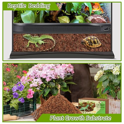Riare 4 Pack Natural Coconut Fiber Substrate for Reptile- Premium Compressed Coconut Husk Terrarium Bedding for Reptile, Tortoise, Frogs, Snakes Hermit Crabs, Burrowing Animals - color: 4 pack
