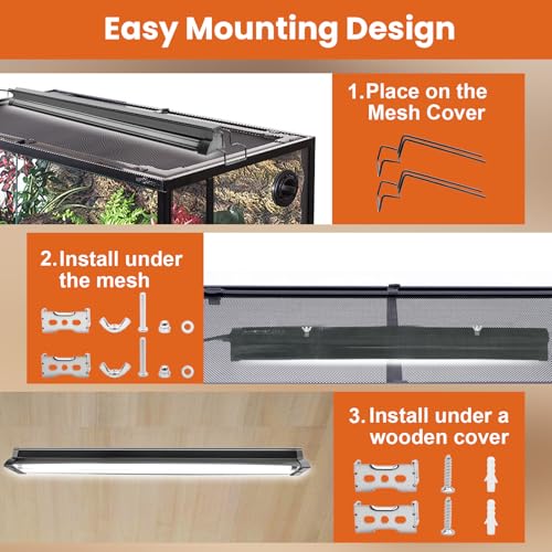 T5 HO UVB Reptile Light Fixture with 10.0 UVB Bulb, 24W High Output UVB Light for Reptiles, 22" T5 UVB Light Bar for Bearded Dragons, Tortoises, Iguanas, Desert Reptile UVB Lamp for Terrarium Lighting