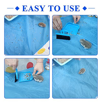 WishLotus Mini Dustpan and Brush Set, Portable Exquisite Pet Waste Cleaning Kit, Hamster Sand Scooper Cage Cleaning Tool for Small Pets Guinea Pigs Hedgehogs Hamsters Chinchillas Rabbits (Dark Blue) - color: Dark Blue