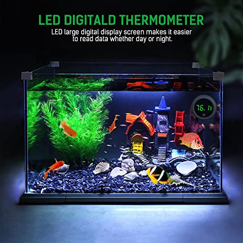 PAIZOO Aquarium Thermometer Digital, Highly Accurate Fish Tank Thermometer | LED Display, 8000h Battery Life, Precise Temp Gauge, Range 0-140℉, Stick-on Fish Tank Thermometer for Betta, Axolotl & Turtle