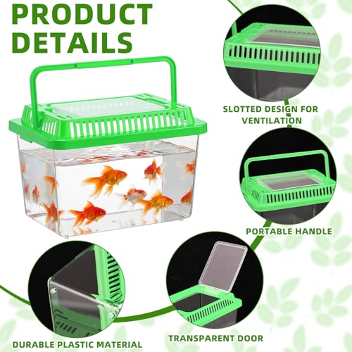 LemonRoad 15 Pcs Plastic Reptile Terrariums Carrier Cage Enclosure Snake Breeding Box Hatching Container Transparent Fish Tank with Ventilated Lid for Tarantula Spider Turtle Lizard (5.1x3.5x3.5 Inch)