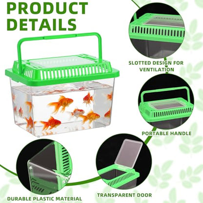LemonRoad 15 Pcs Plastic Reptile Terrariums Carrier Cage Enclosure Snake Breeding Box Hatching Container Transparent Fish Tank with Ventilated Lid for Tarantula Spider Turtle Lizard (5.1x3.5x3.5 Inch)