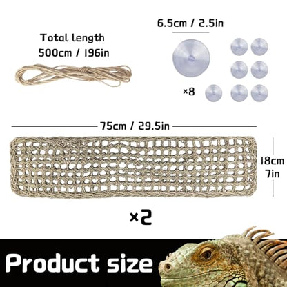 2 Pieces Bearded Dragon Hammock Large, 30" x 7" Reptile Hammock | Lizard Hammock, Climbing Habitat Tank Accessories, Reptile Bridge, For Chameleon Hermit Gecko Snakes - style: 2Pcs Rectangle