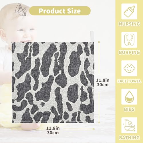 Washcloths Set Bathroom Kitchen Wash Cloths Face Towels Wipes Black White Reptile Skin Decorative 12x12 Inch 5 Pack - size: 5 pcs