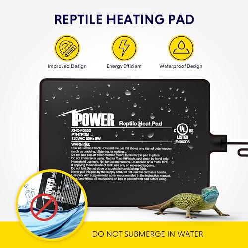 iPower Reptile Heat Pad 6X8 Inch 8W Under Tank Terrarium Warmer Heating Mat for Turtle, Lizard, Frog, Snake, Reptile, and Other Small Animals - size: 6 X 8 Inch, style: Heat Pad