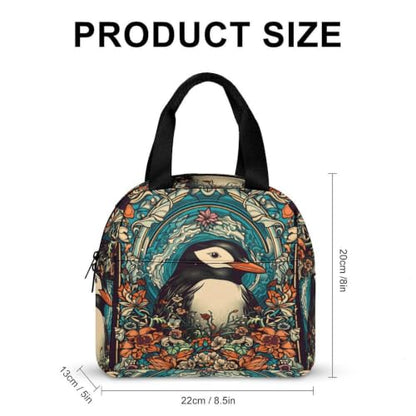 Retro Penguin Flowers Lunch Bag for Women Men | Insulated Lunch Box Leakproof Food Meal Containers Reusable Foldable 6L Capacity Lunch Tote Bags for Work Picnic Travel - color: style-13