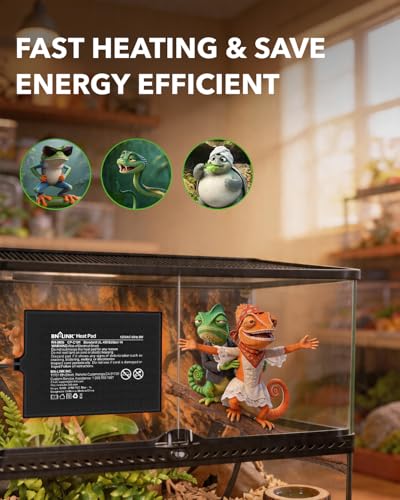 BN-LINK Reptile Heat Pad 6"X8" 8W for 10-20gal Under Tank Terrarium Heating Mat Waterproof for Turtle, Lizard, Frogs, Snake, Hermit Crab - size: 6" X 8"