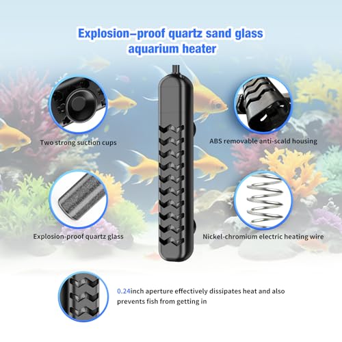 300W Submersible Fish Tank Heater for 40-70 Gallon with Auto Shut-Off When Leaving Water—Aquarium Heater, Dry-Burn & Overheat Protection, Smart LED Display for Freshwater Saltwater Turtle - size: 300W