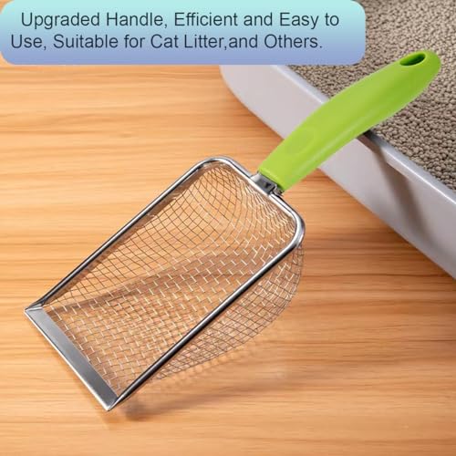 3PCS Cat Litter Scoop, Reptile Stainless Steel Fine Mesh,Litter Cleaner Corner Scoop Sand Sifter (Black-Green-Red) - color: Black-Green-Red